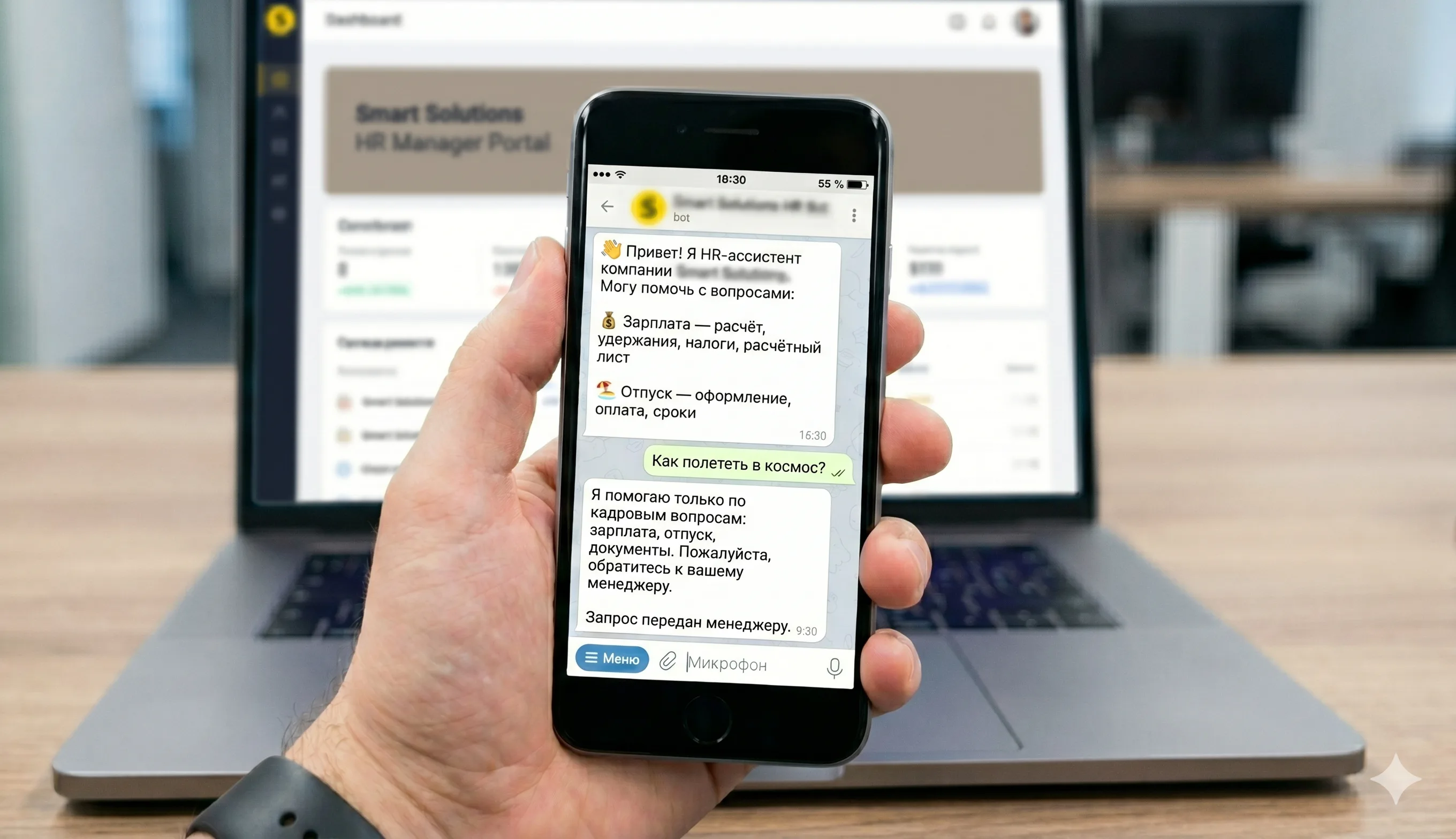 Handoff to a live manager when a query falls outside the knowledge base (Human-in-the-loop)